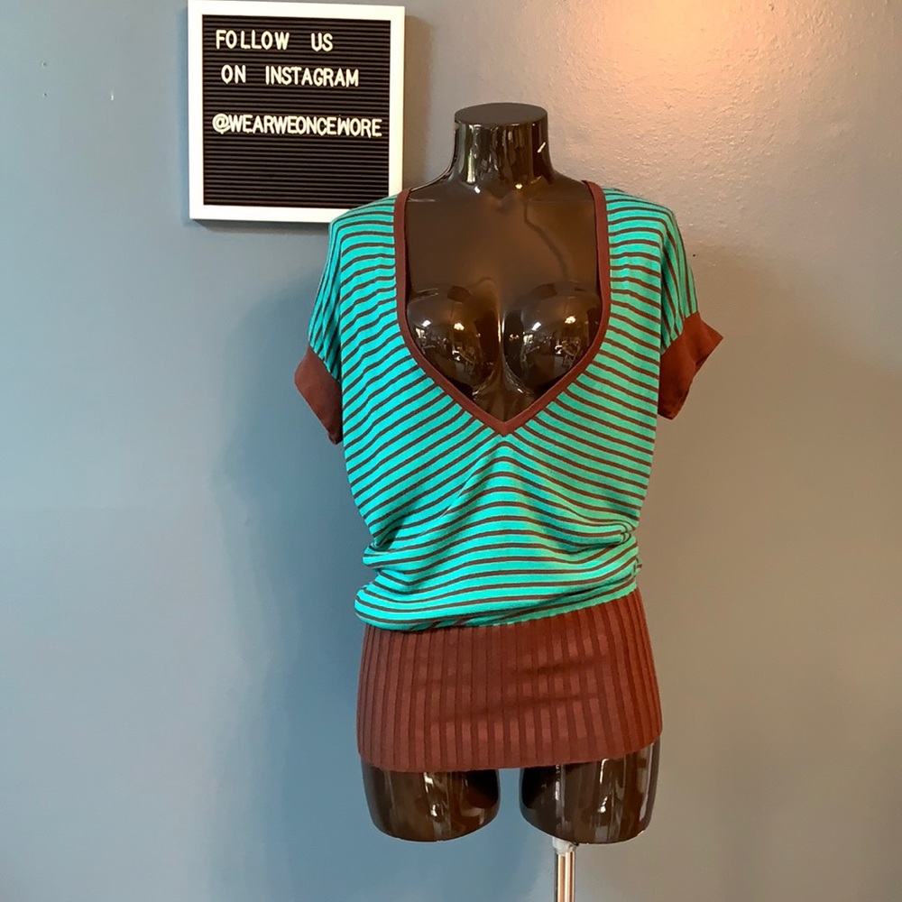 Deep V stripped T-Shirt
